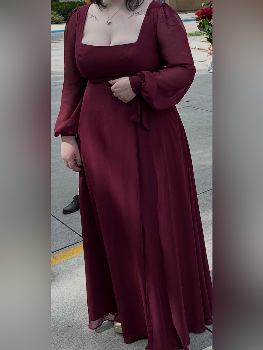 Azazie Cabernet Long Sleeve Maxi Dress